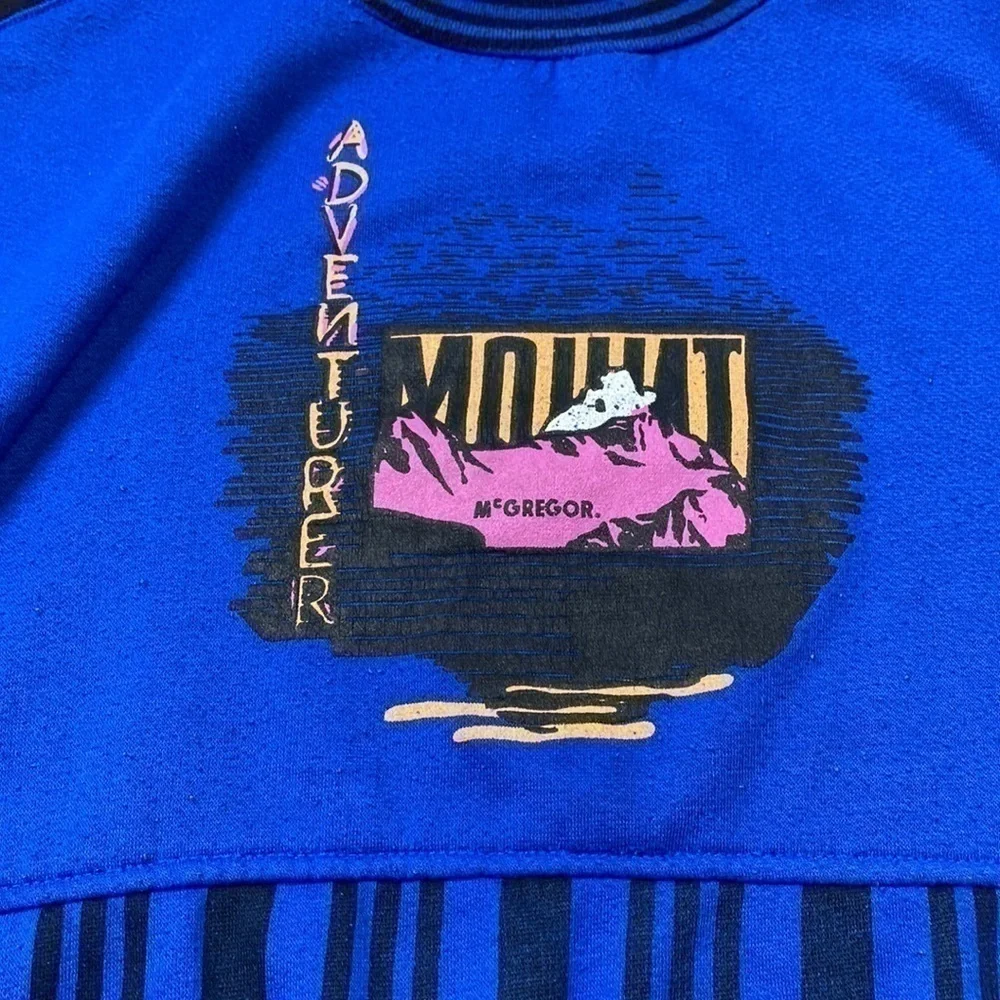 Vintage McGregor Mount McGregor Adventurer Blue Striped Sweatshirt XXL